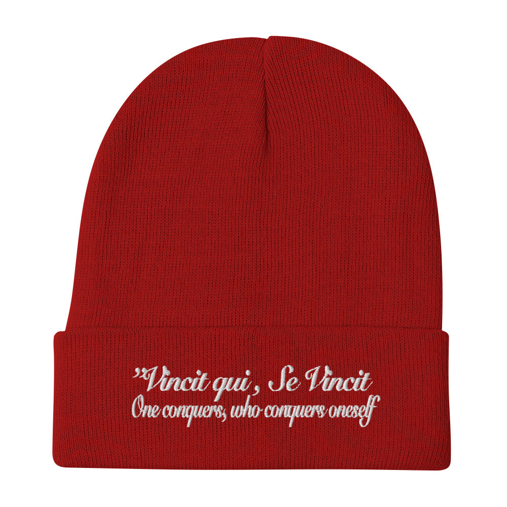 Se Vincit Definition Embroidered Beanie