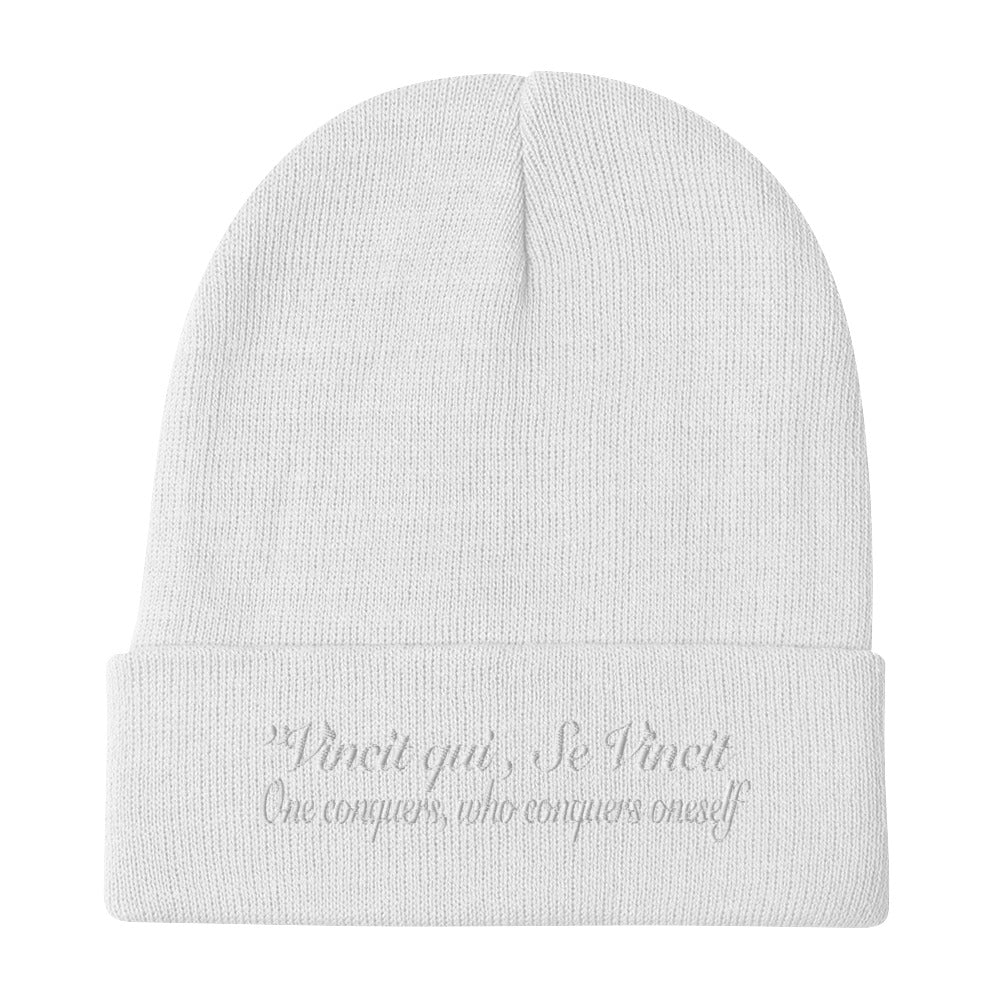 Se Vincit Definition Embroidered Beanie